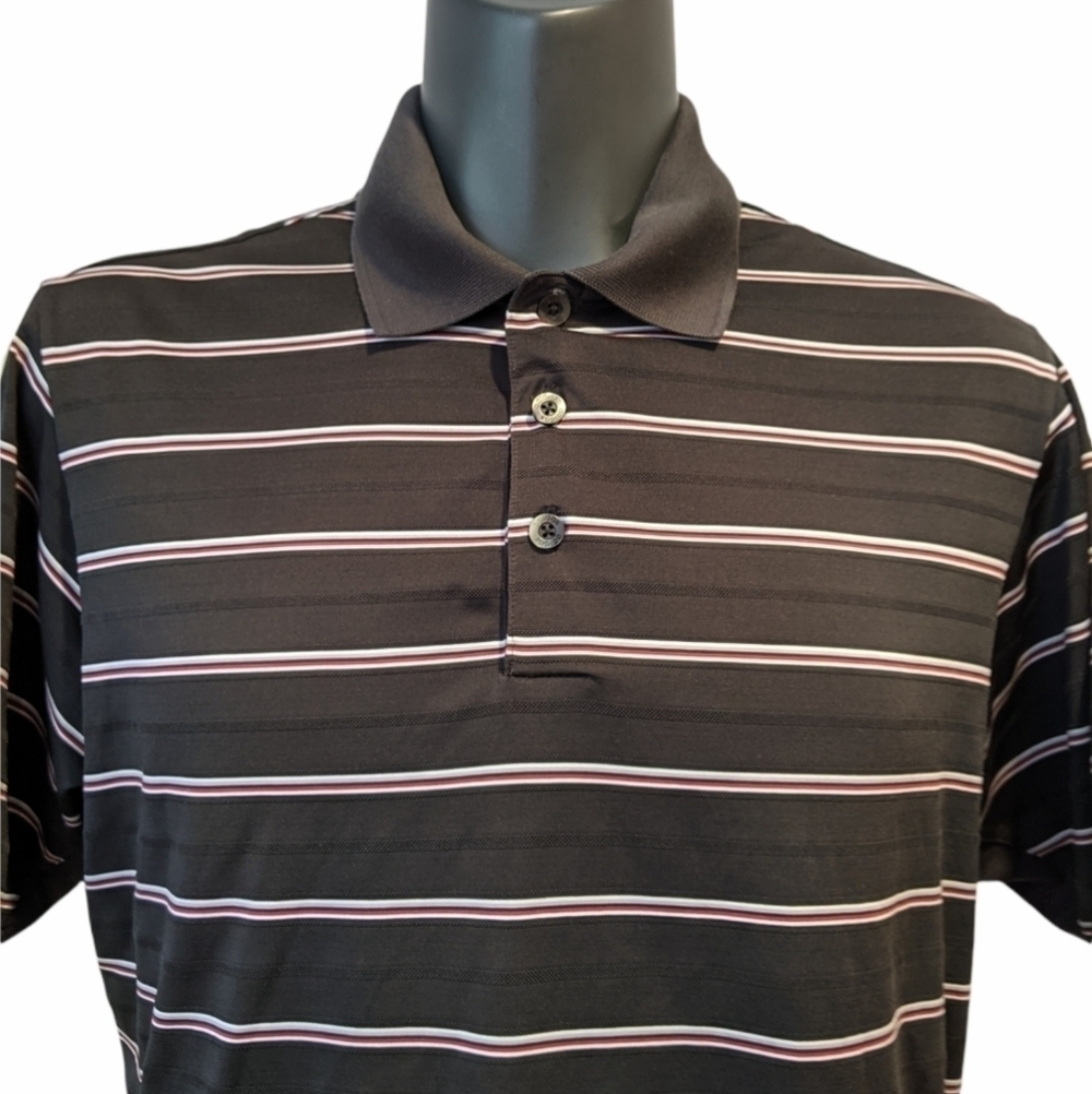 2/$20 π
ΊAdidas Black Striped Golf Polo Shirt Clima Cool Large